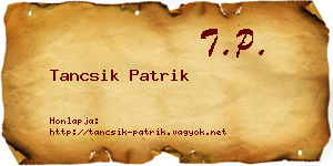 Tancsik Patrik névjegykártya